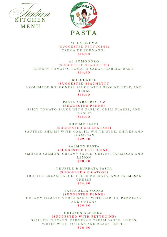 Mamma's pizza & pasta Menu image 1