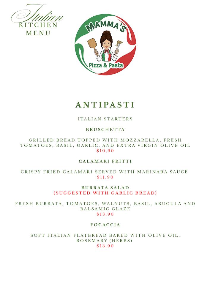 Mamma's pizza & pasta Menu image 3
